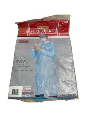 Doctor Surgeon Halloween Costume Adults One Size 14/16 Chest Sz 42 Coat Hat Mask
